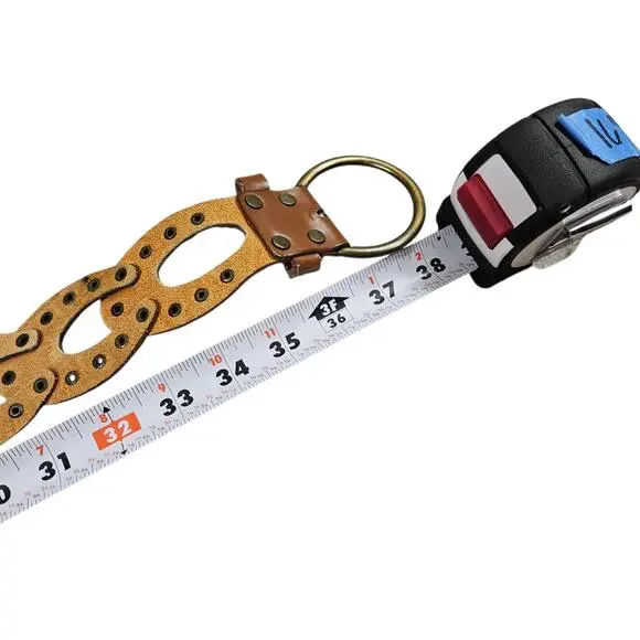 Y2k Belt Faux Leather Brown Metal Buckle Adjustable - Picture 4 of 4